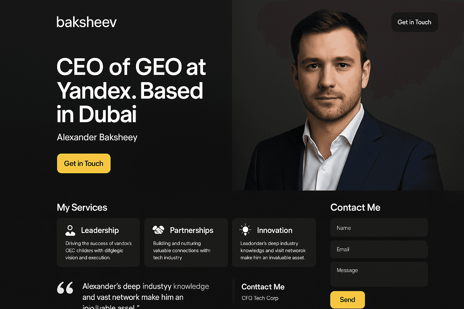baksheev.com website mockup